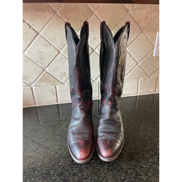 Dan Post Black and Red Heeled Boots - Picture 2 of 8